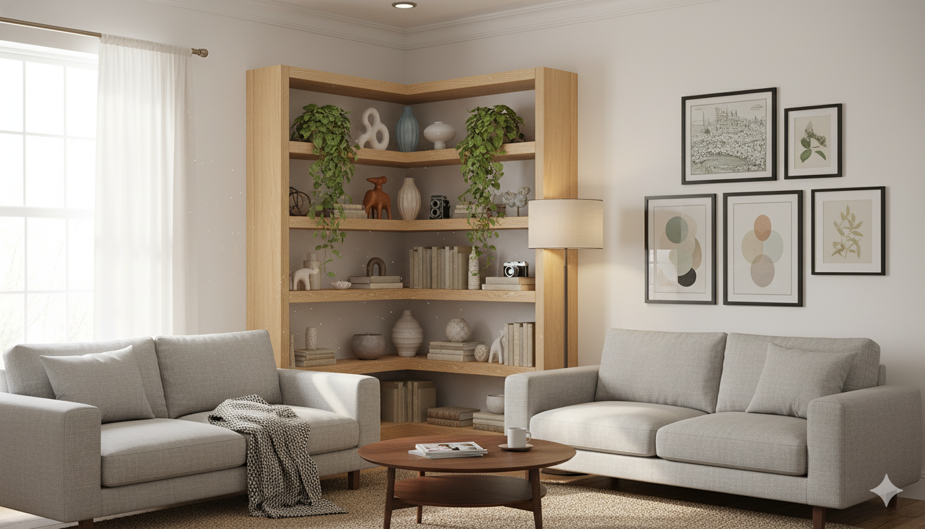 Living room wall shelf styles